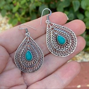 Natural Santa Rosa Turquoise Silver Earrings